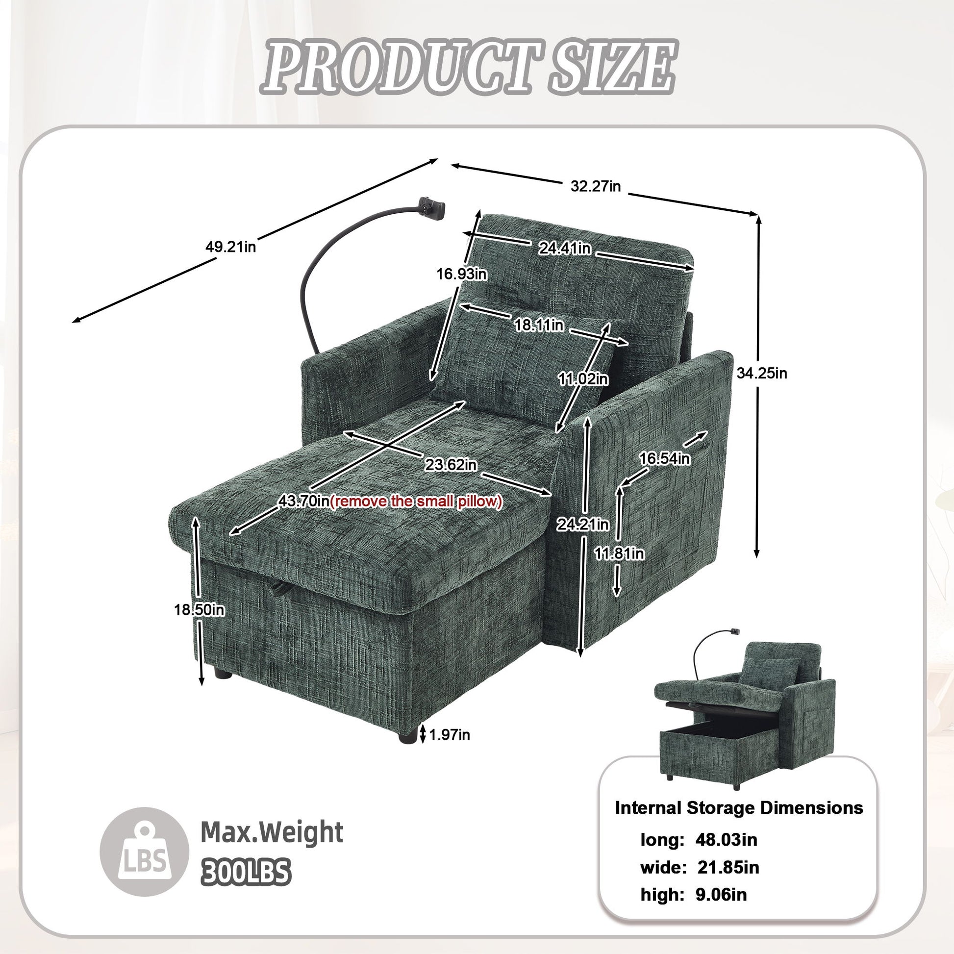 Multifunctional Chenille Recliner Sofa With Storage And Phone Bracket