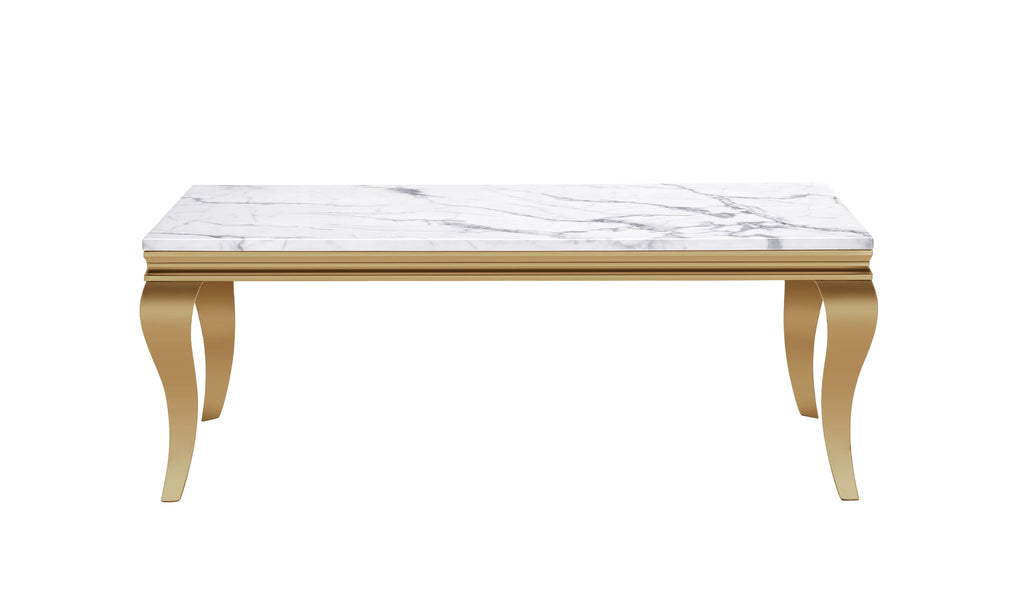 Marble Printed Rectangular Table, Stainless Steel Legs