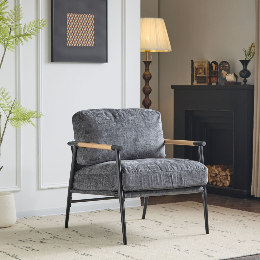 Modern Accent Chair With Plush Cushions, Cozy Seating