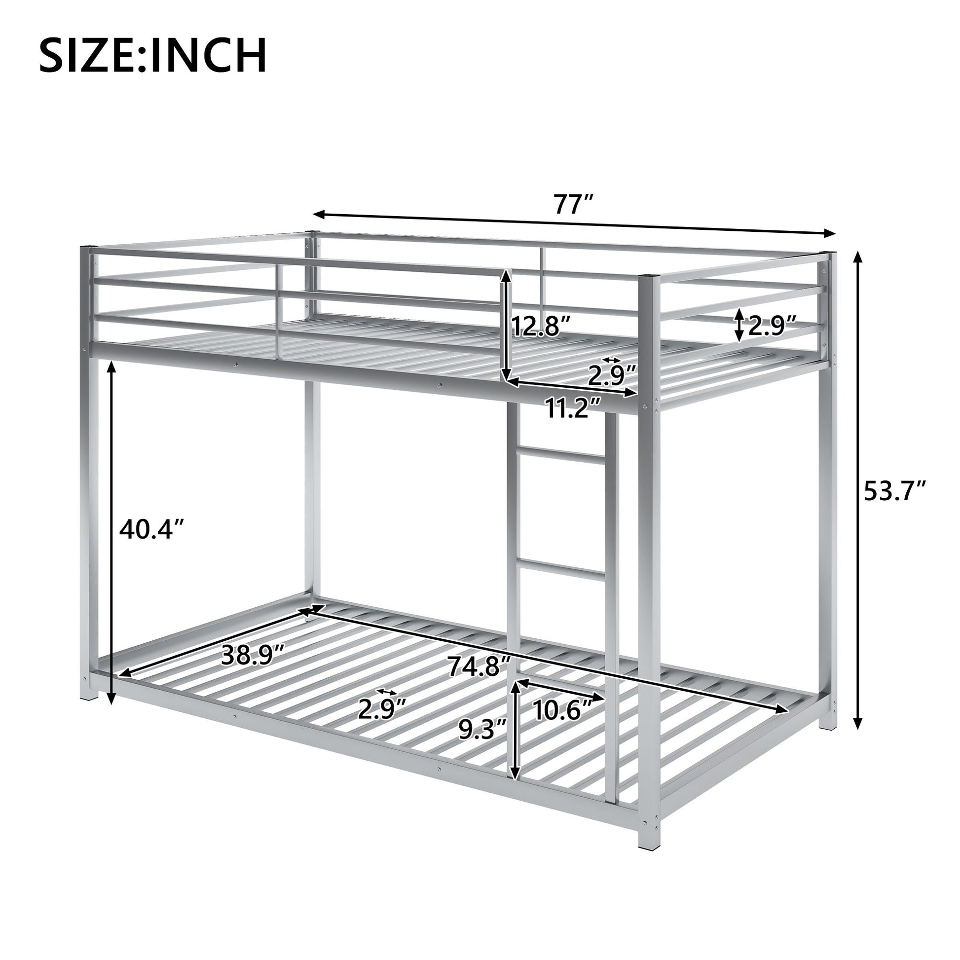 Metal Bunk Bed, Low Bunk Bed With Ladder