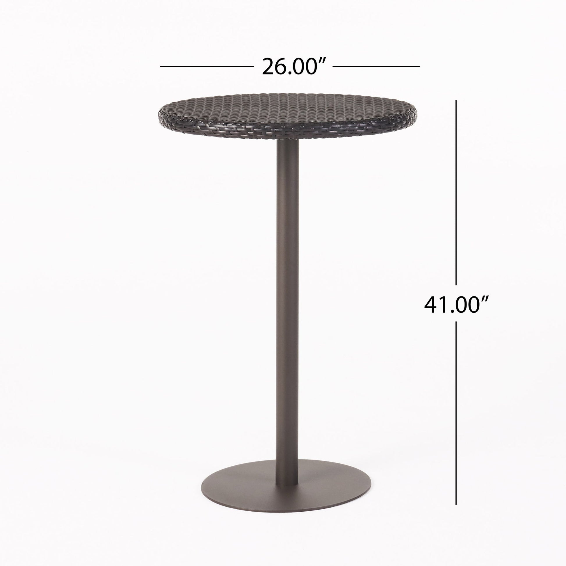 Outdoor Round Rattan Bar Table With Iron Frame - Multi Brown