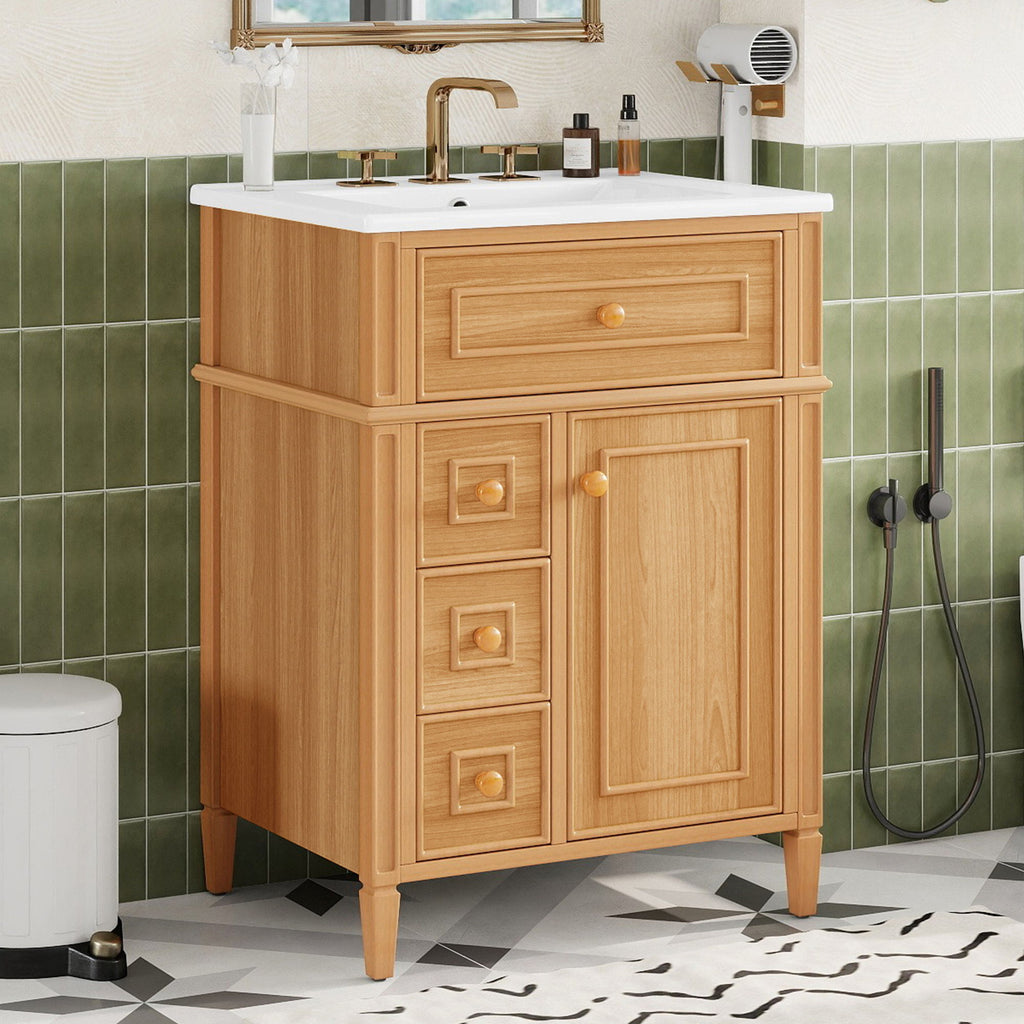 Bathroom Vanity With Flip Out Drawer, 2 Soft-Close Drawers