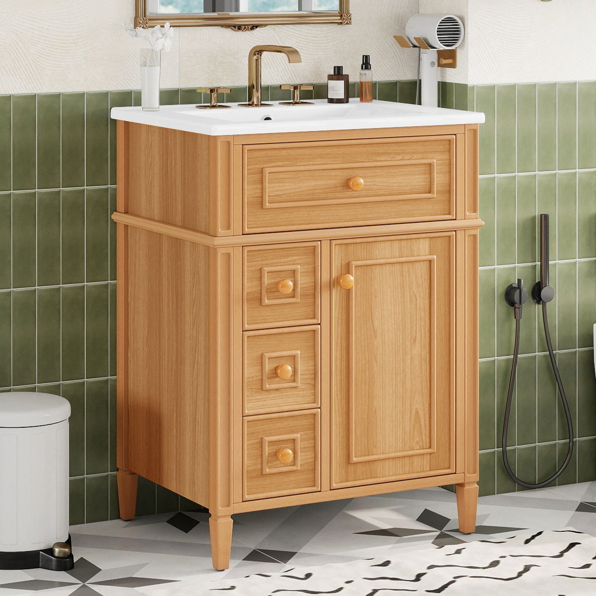 Bathroom Vanity With Flip Out Drawer, 2 Soft-Close Drawers