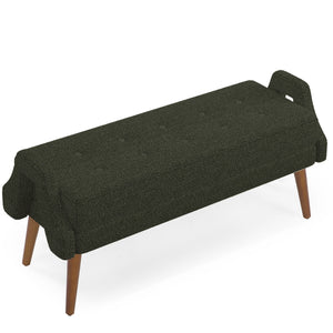 Modern Living Room Bench With Looped Yarn Fabric And Rubber Wooden Legs