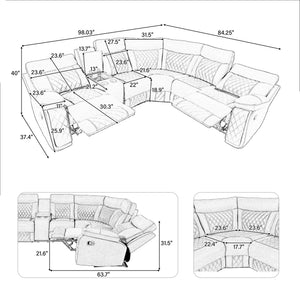 Home Theater Seating Manual Recliner With Cup Holder, Hide - Away Storage Reclining Sofa For Living Room, Home Theater