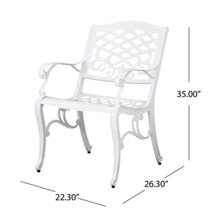 Unravel - Outdoor Arm Chair With Scroll Design And Floral Accents (Set of 2) - White
