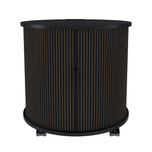 Cylinder Nightstand With Charging Station & Sliding Door