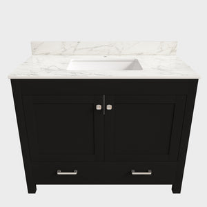 Bathroom Vanity Set, Cabinet With Doors & Drawers, Single Faucet Hole - Black