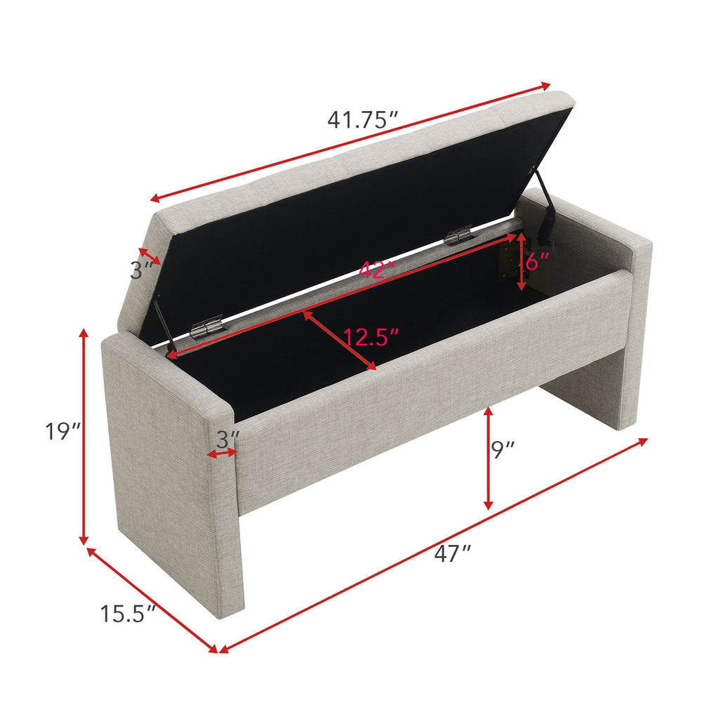 Modern Upholstered Large Bed End Bench With Storage