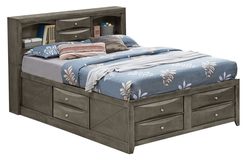 Modern Design Storage Bed With Bookcase Headboard