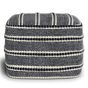 Corrie - Square Outdoor / Indoor Pouf - Navy / White