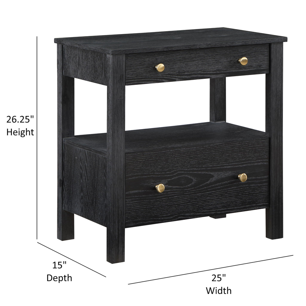 Danielle - 2 Drawer Nightstand With Knobs - Black