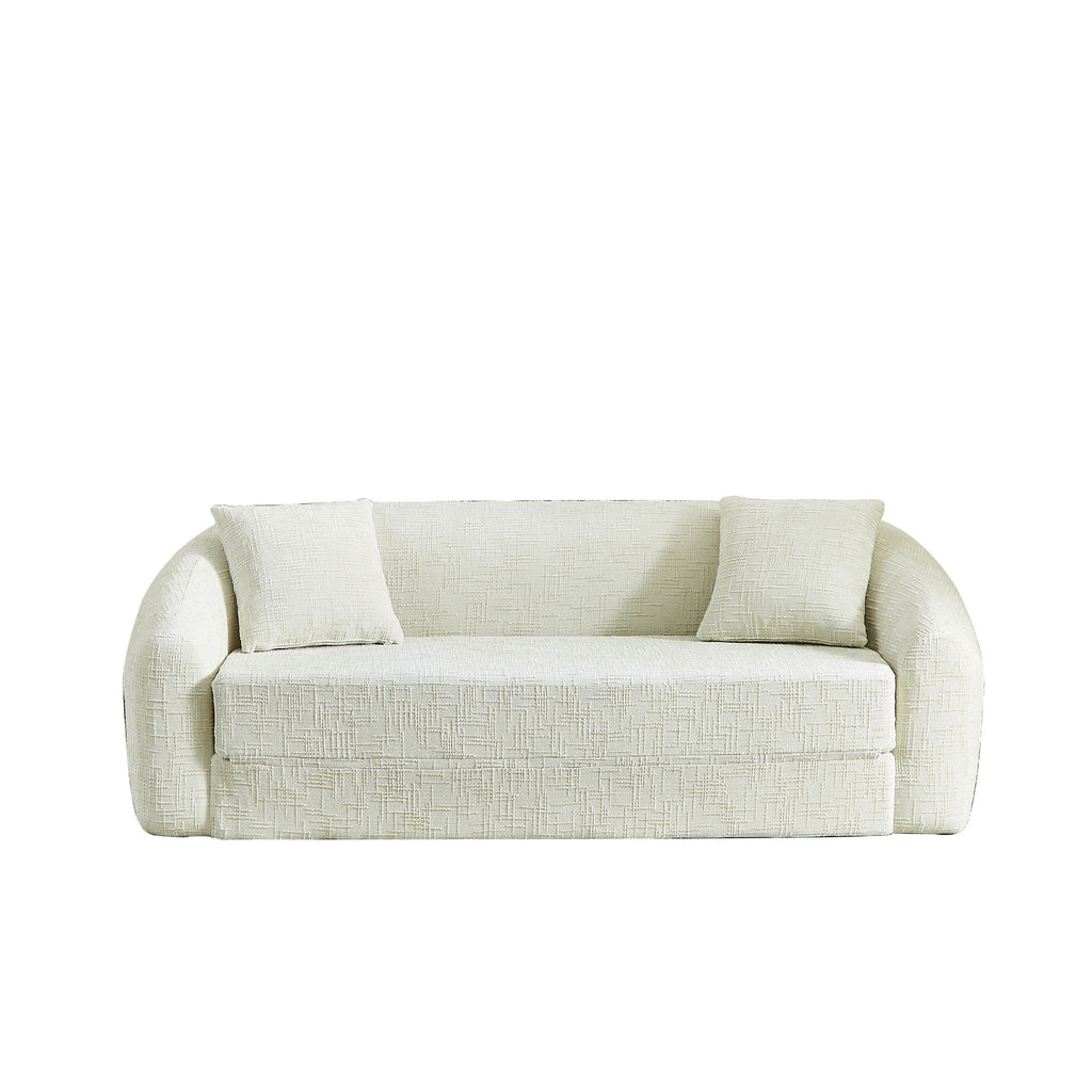 Curved Convertible Sofa, 2 In 1 Fold Out Bed With Pull Out Base And Deep Seat