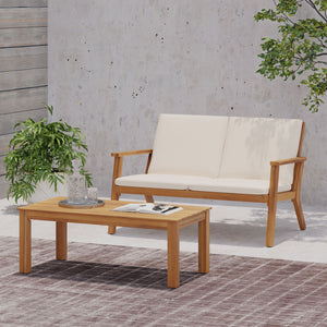 Serenit - 2 Piece Patio Set With Cushions, Loveseat And Coffee Table - Beige / Brown