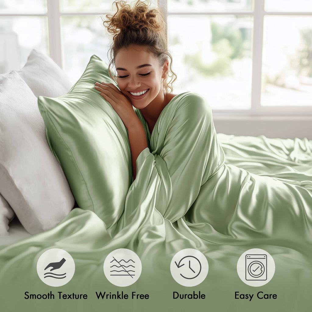 Satin - 6 Piece Full Luxury Sheet Set - Sage