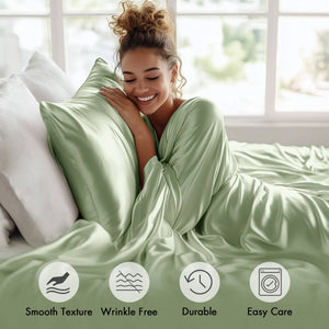 Satin - 6 Piece Queen Luxury Sheet Set - Sage