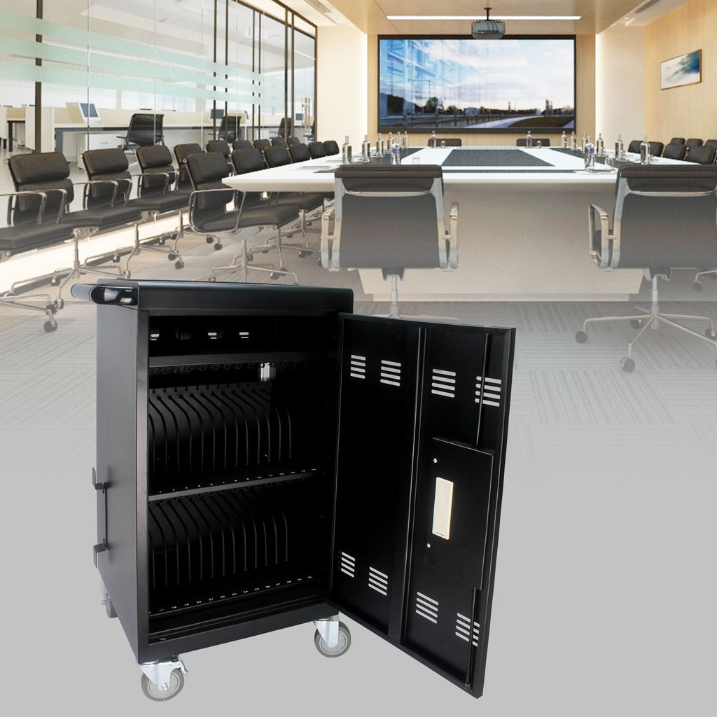 Mobile Charging Cart And Cabinet For Tablets Laptops 30 Device With Combination Lock