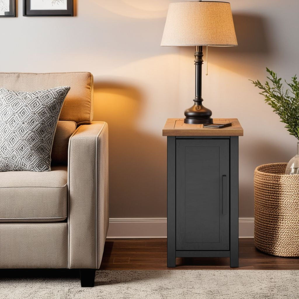 Chairside Table - Black / Whiskey