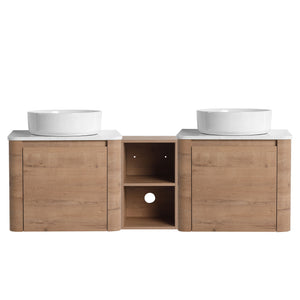 Wall Mounted Bathroom Vanity With Art Sink, 1 Storage Shelf, Soft Close Door