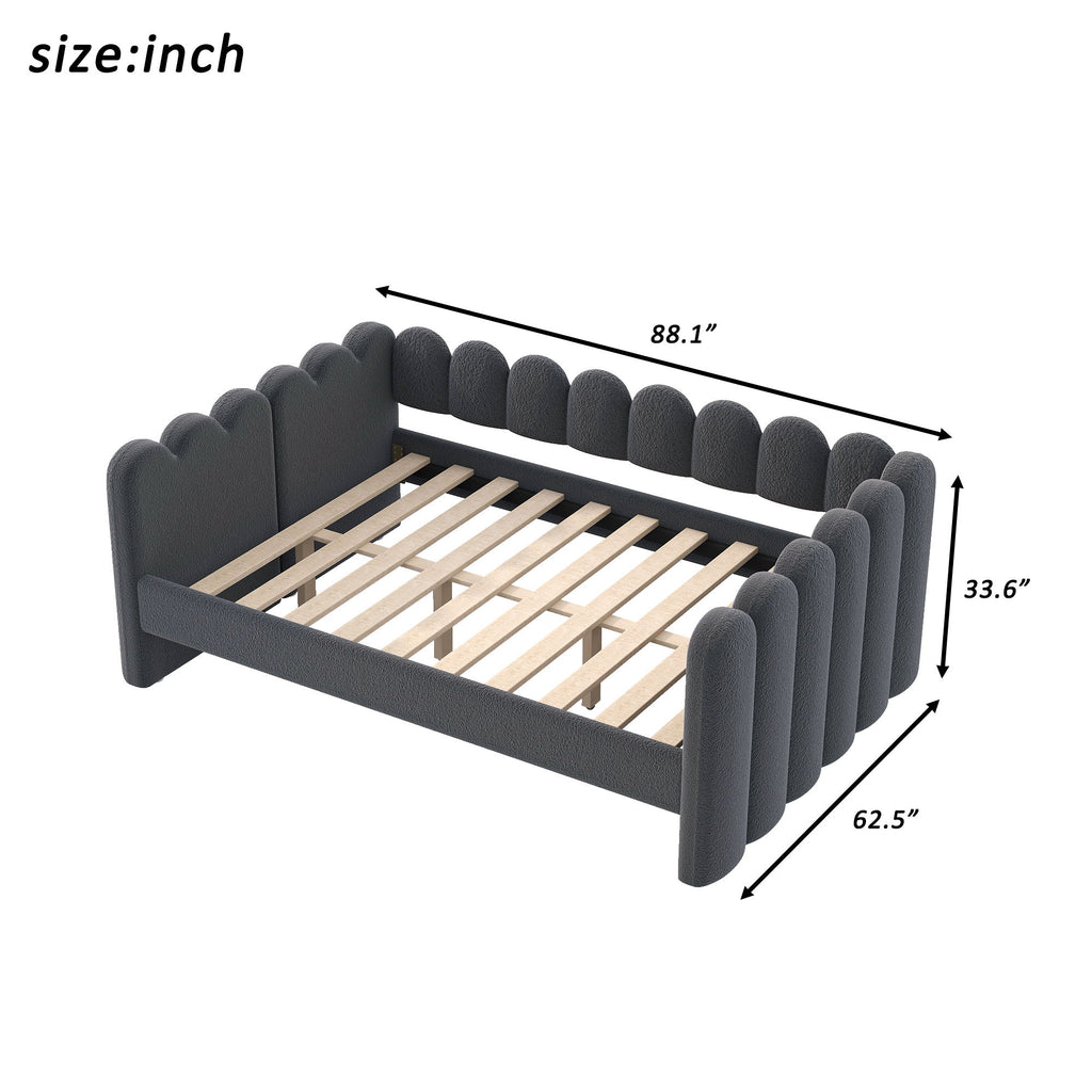 Upholstered Daybed With Curved Ribbed Panel Design
