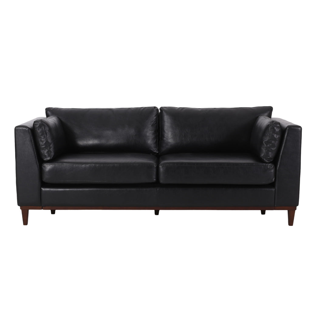 Contemporary 3 Seater Sofa With Tuxedo Arms - Black