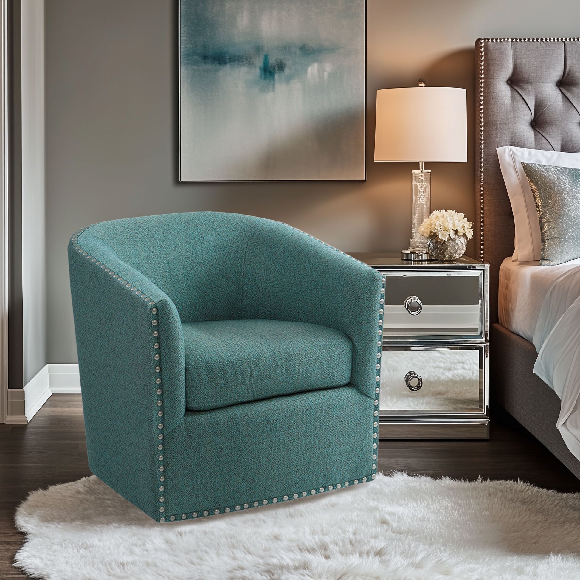 Tyler - Swivel Chair - Teal Multi