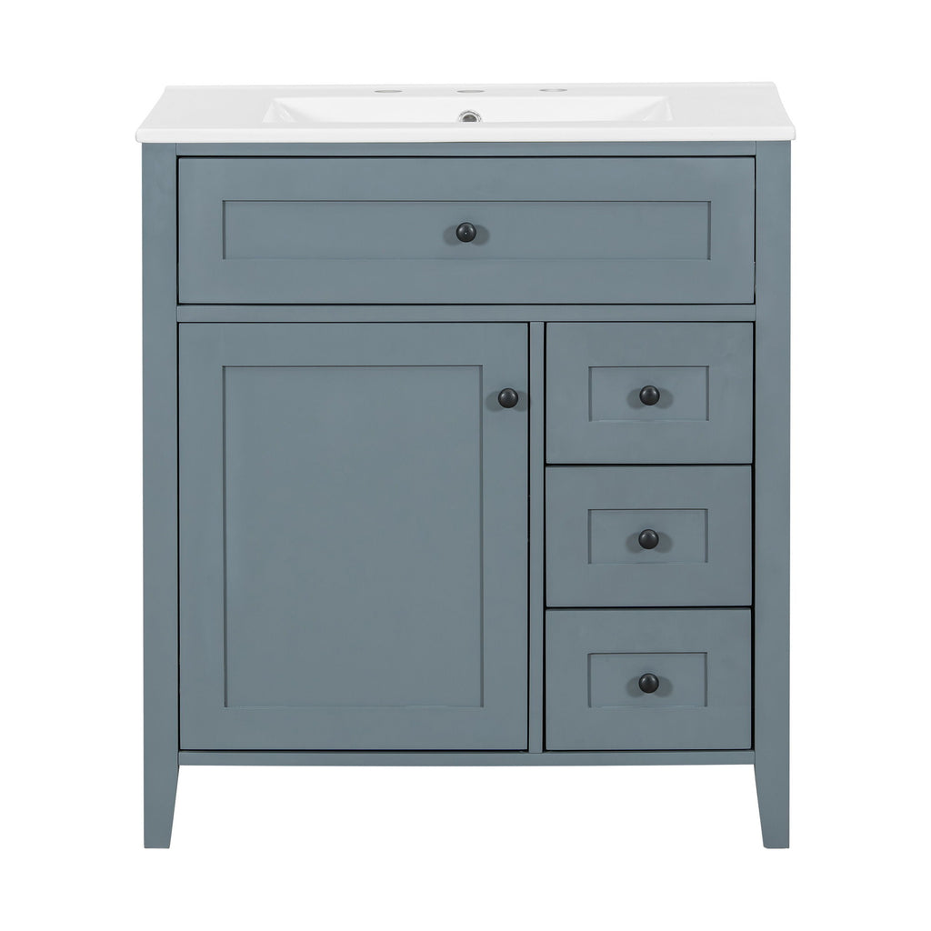 Bathroom Vanity With Sink, 3 Drawers And Adjustable Shelf