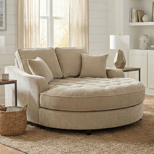 Modern Chaise Lounge Sofa Bed Upholstered Sofa Couch With Tufted Seat And Detachable Pillows For Living Room - Champagne