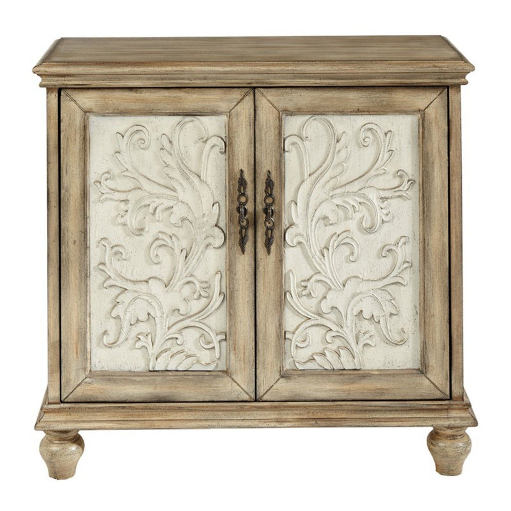 Driscoll - 2 Door Cabinet With Floral Design - Reclaimed Natural