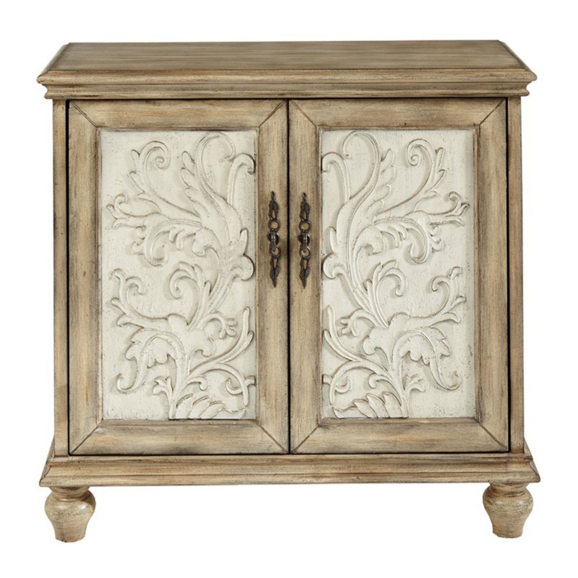 Driscoll - 2 Door Cabinet With Floral Design - Reclaimed Natural
