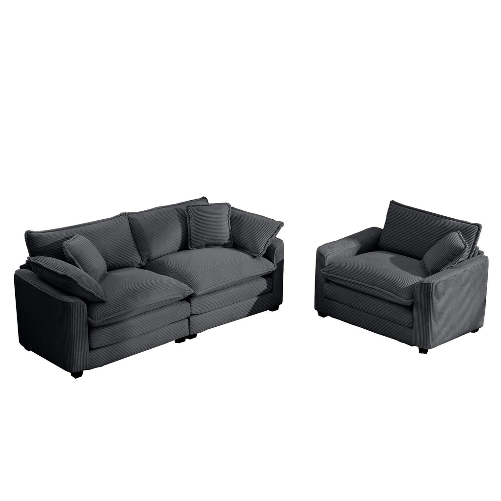 Elegant Corduroy Oversized Sectional Sofa Set With Deep Seats And Flexible Layout