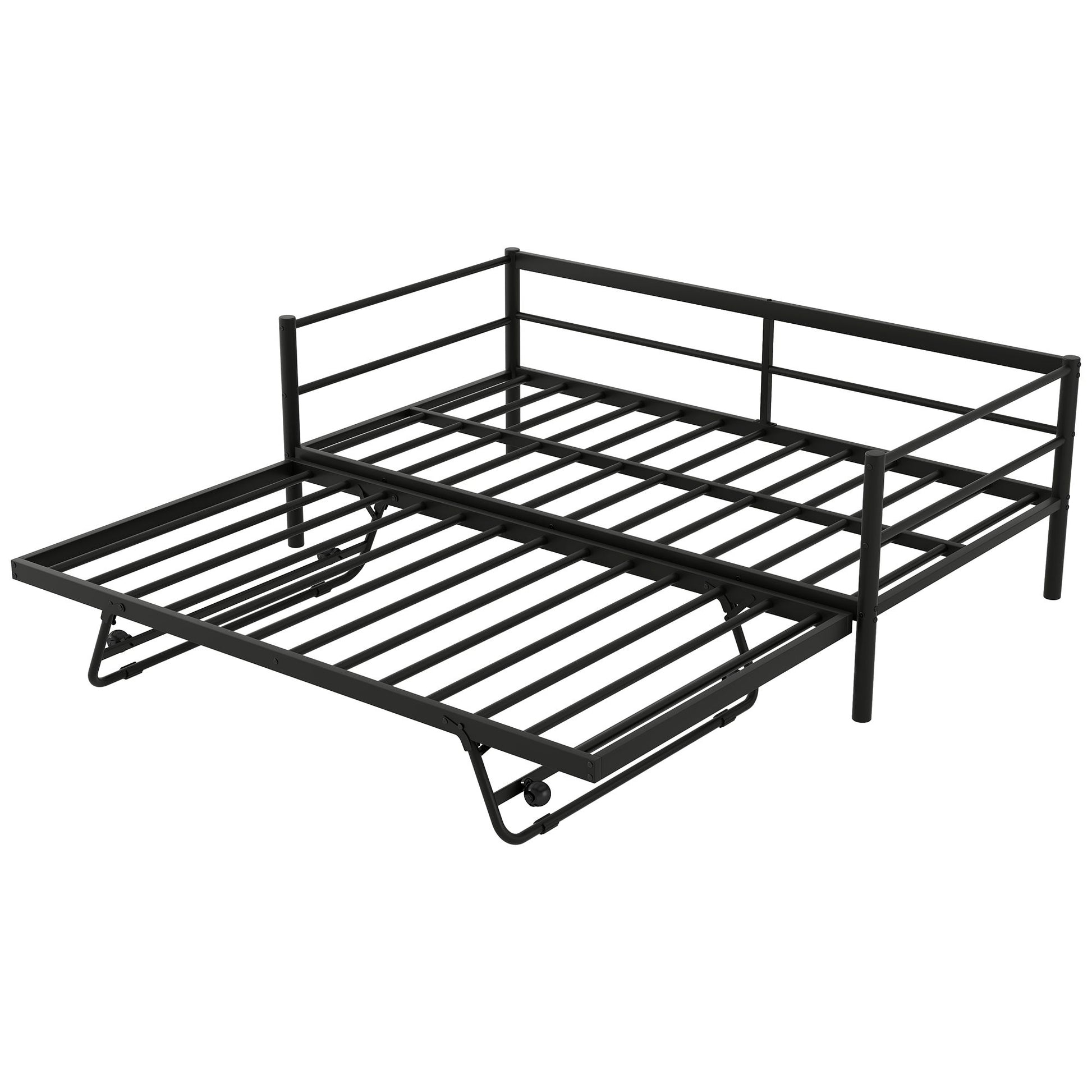 Industrial Metal Daybed With Adjustable Pop Up Trundle And LED Strip