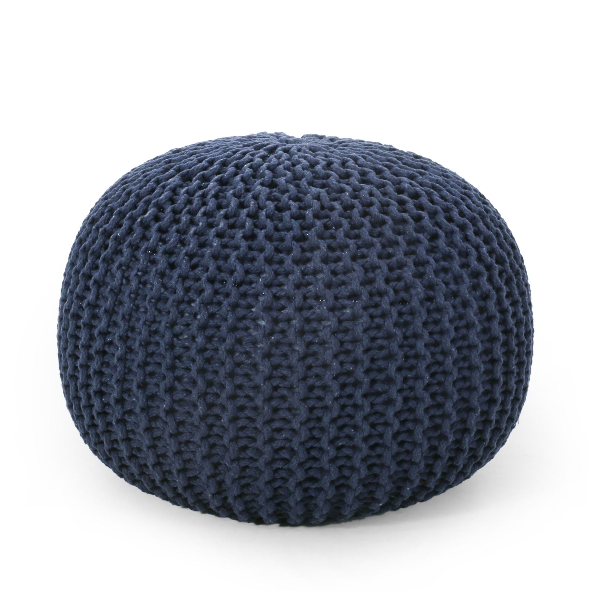 Bordeaux - Knitted Cotton Round Pouf Ottoman, Floor Cushion