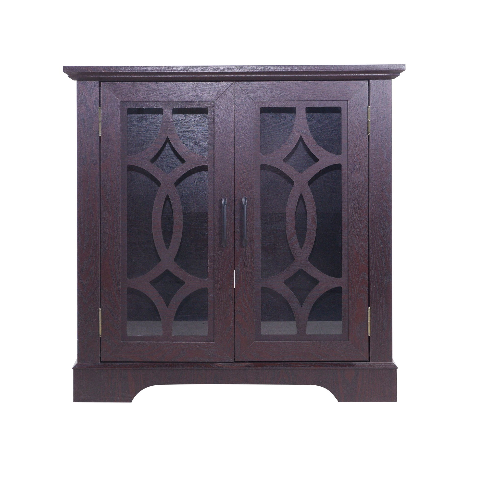 Modern Sideboard With Tempered Glass Doors - Ox Blood Red