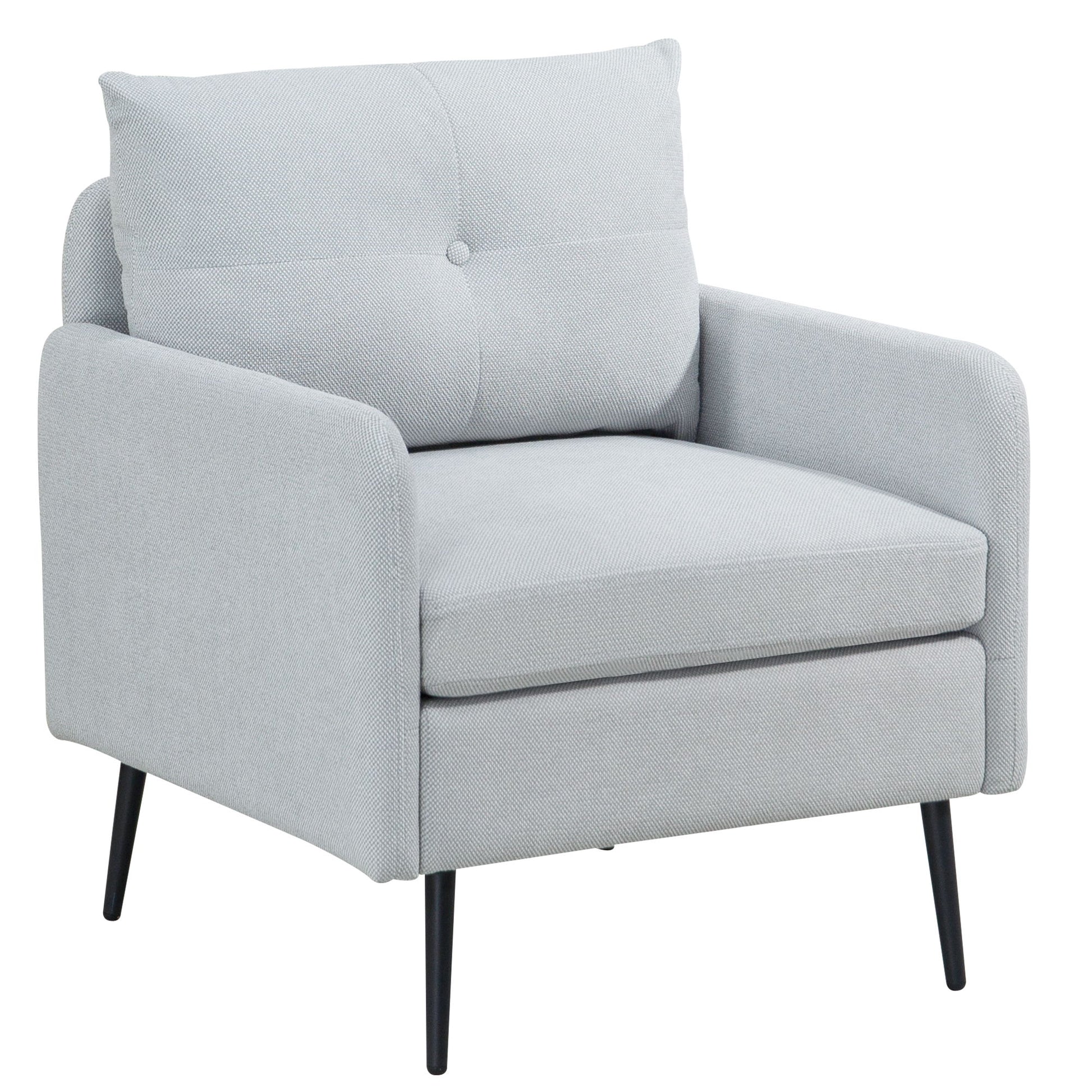 Contemporary Accent Chair With Metal Legs, Comfy Chenille Fabric Armchair