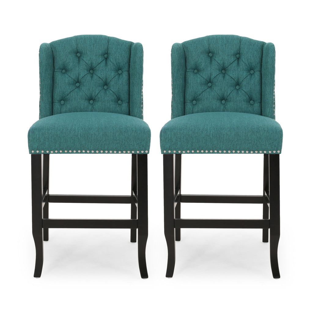 Vienna - Fabric Tufted Counter Stool With Nailhead Accents (Set of 2)