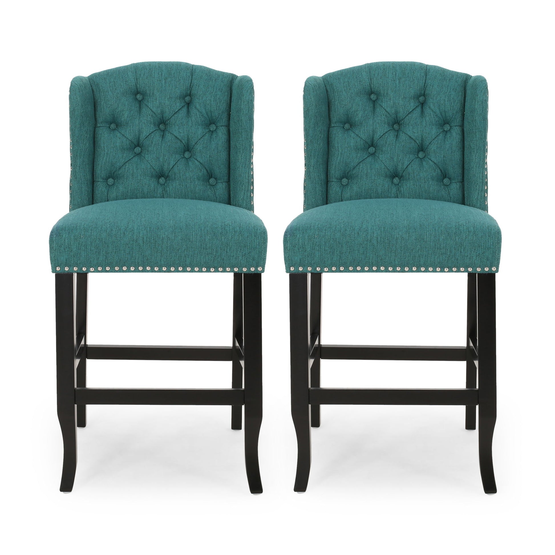 Vienna - Fabric Tufted Counter Stool With Nailhead Accents (Set of 2)