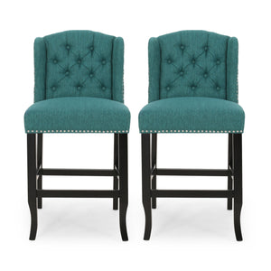 Vienna - Fabric Tufted Counter Stool With Nailhead Accents (Set of 2)