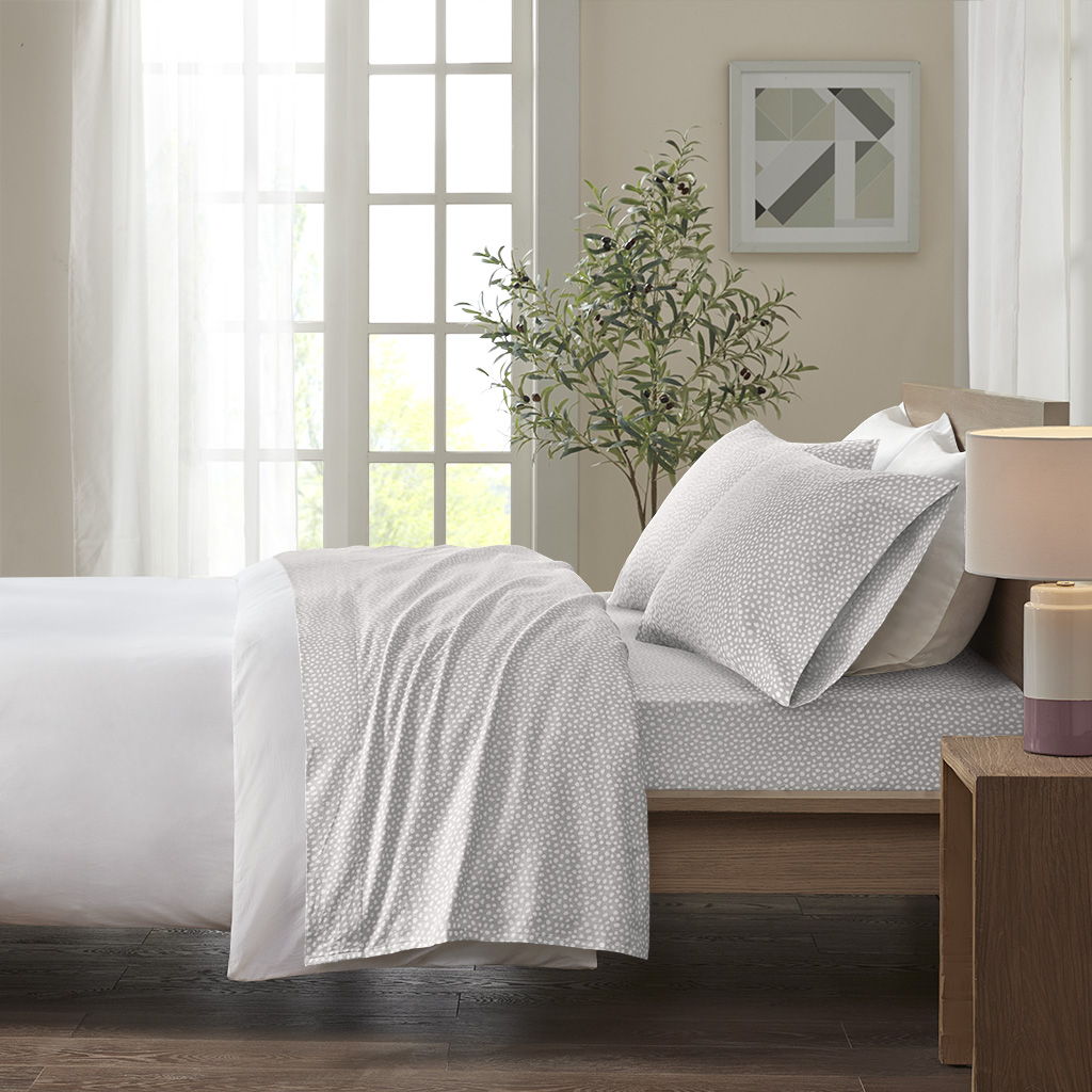 Cozy Flannel - Full Printed Sheet Set - Gray Dots