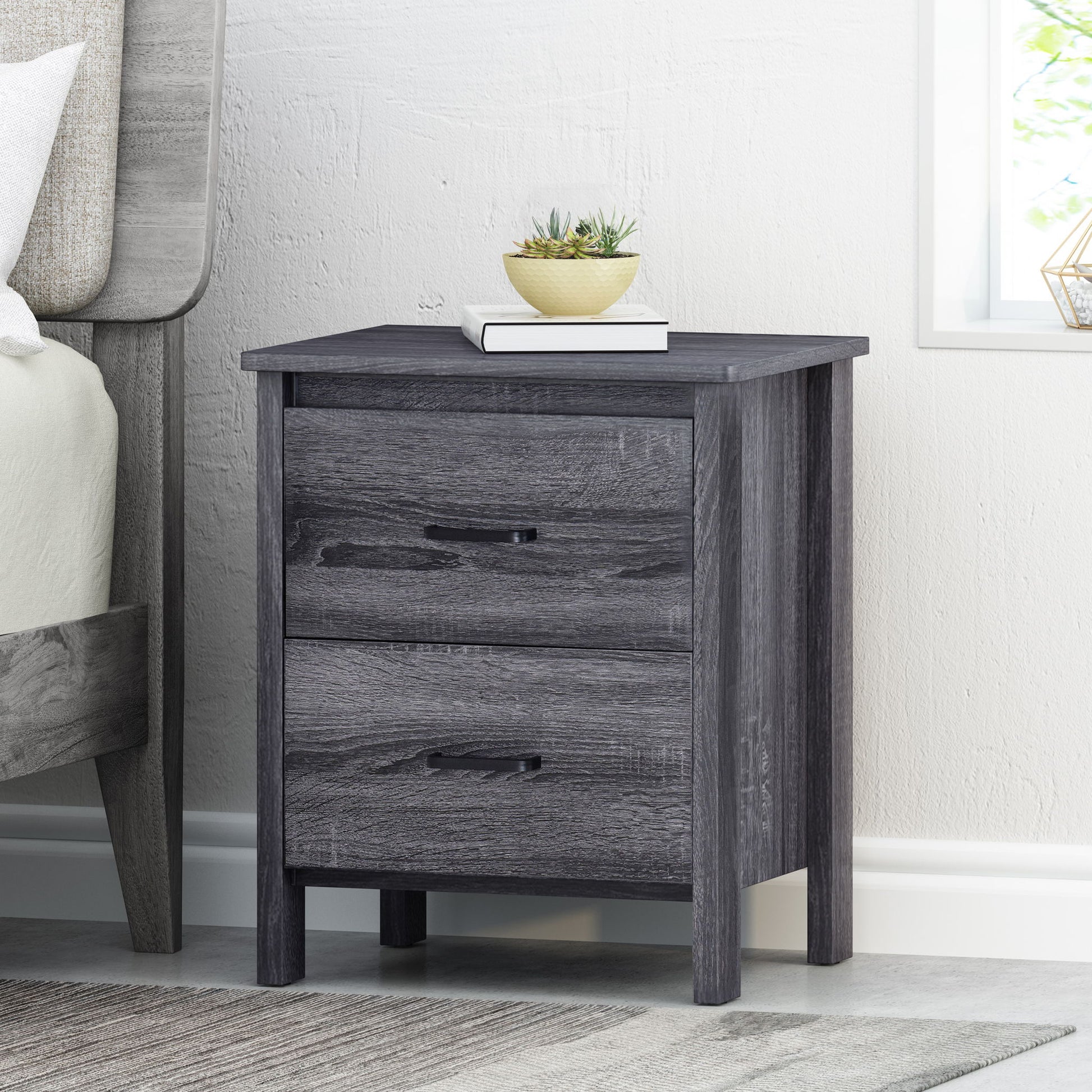 Titeca - Contemporary Wood 2 Drawer Nightstand