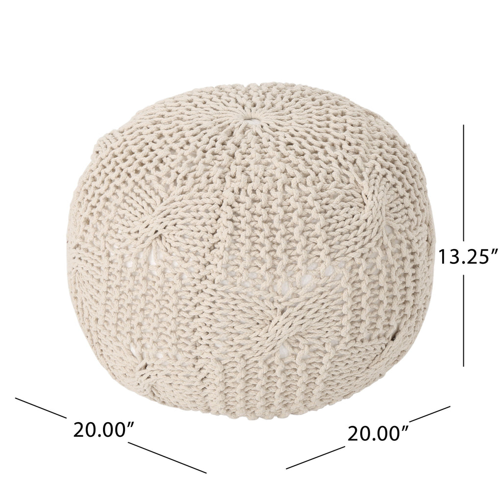 Bordeaux - Knitted Cotton Round Pouf