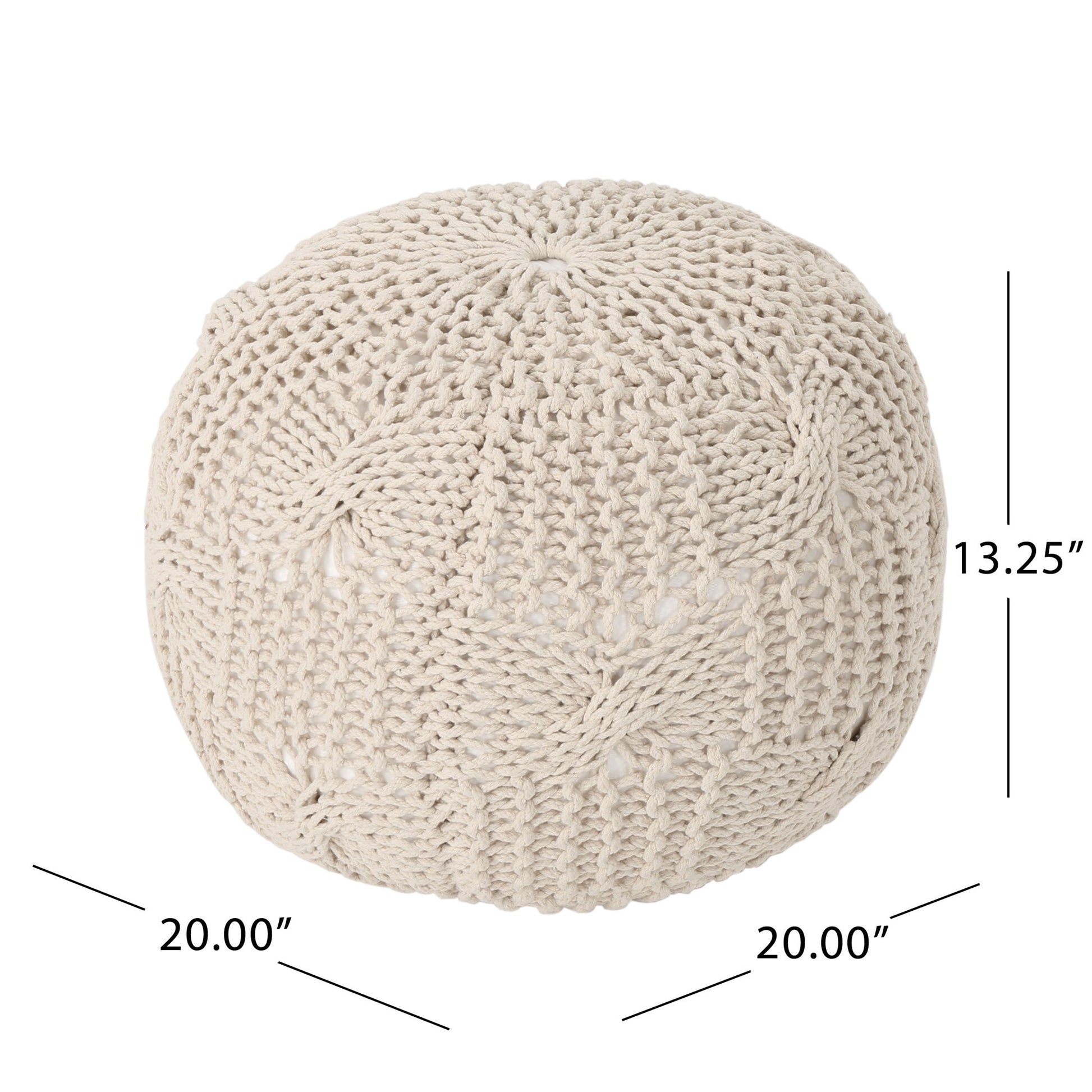 Bordeaux - Knitted Cotton Round Pouf