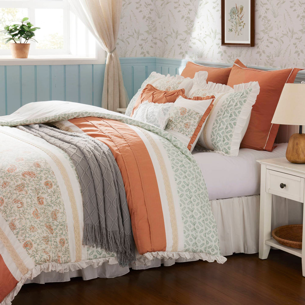 Dawn - King 9 Piece Comforter Set - Coral