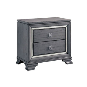 Nightstand With Mirror Trim - Light Gray