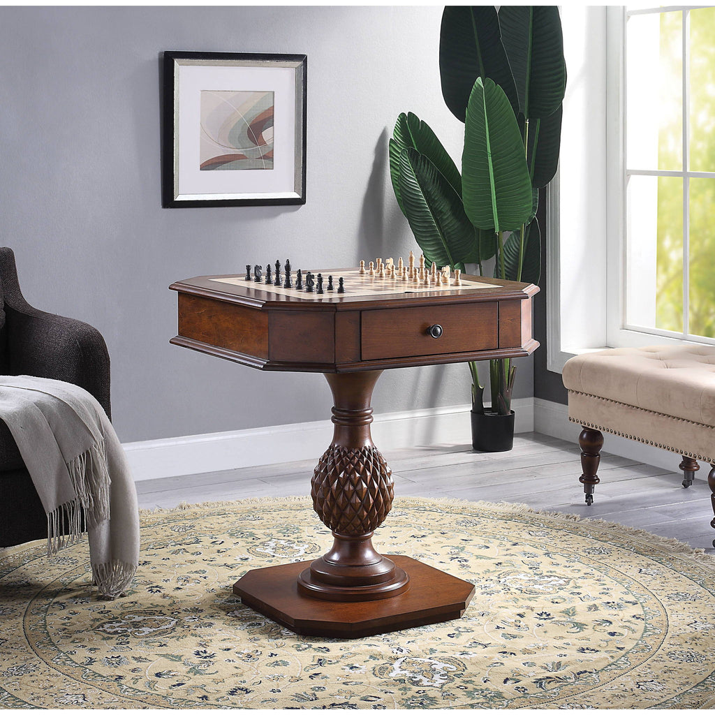 Bishop - Reversible Chess Checker Game Table With Game Tray (Chess Fingures Not Included) - Cherry