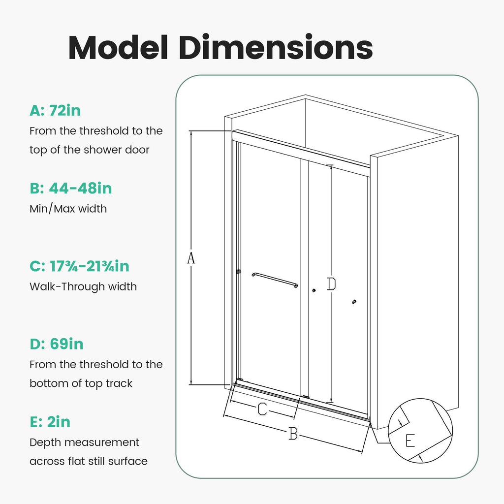 Semi Frameless Double Sliding Shower Door With Tempered Glass