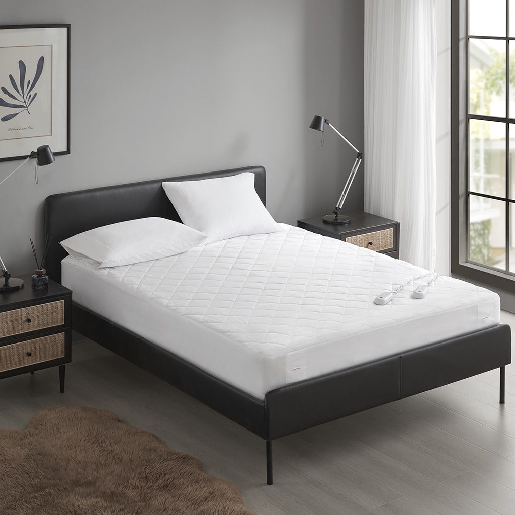 Embossed - Twin Long Heated Mattress Pad - White