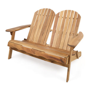 Outdoor Adirondack Rocking Loveseat With Hand Crafted Details