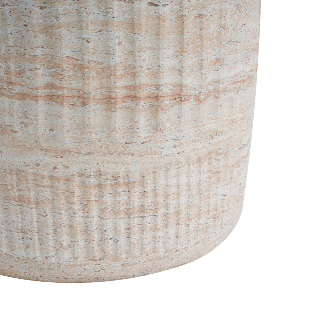 Stylish Outdoor / Indoor Lightweight Concrete Side Table With Travertine - Beige