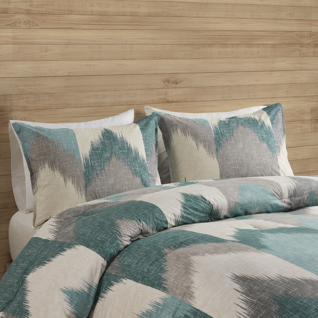 Alpine - King 3 Piece Comforter Mini Set - Aqua